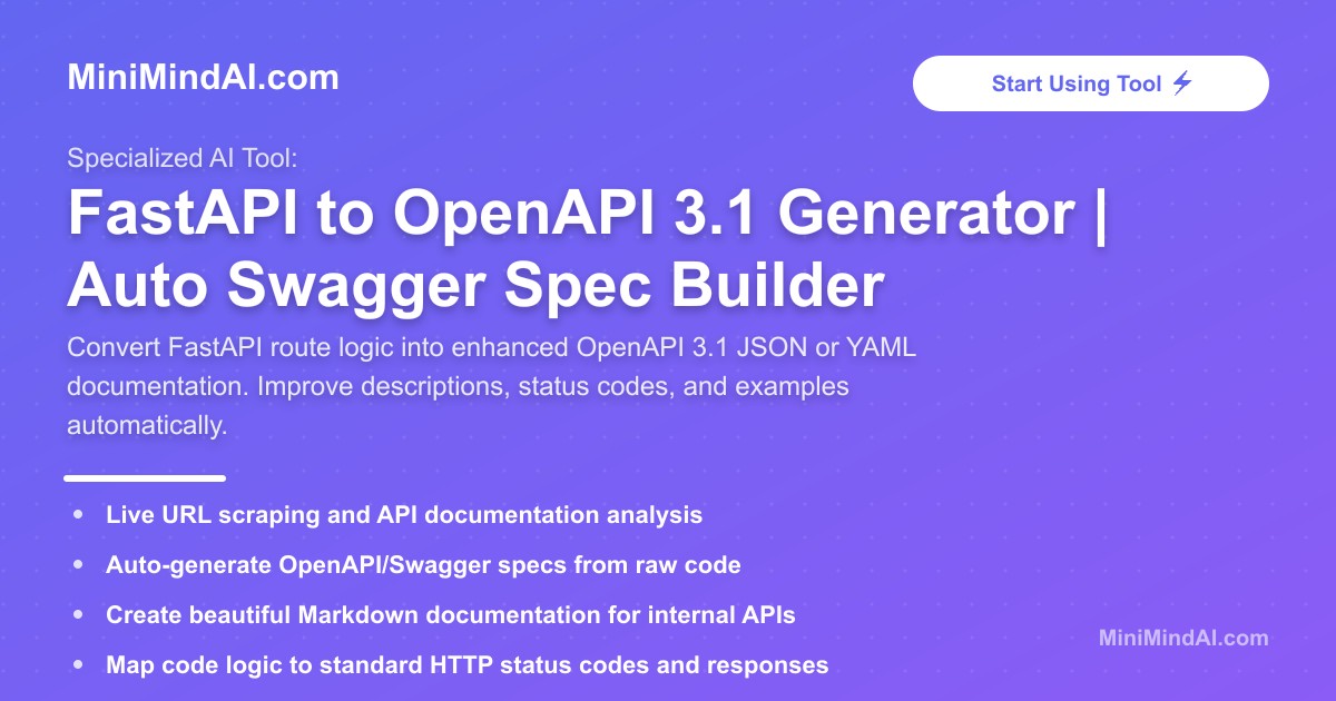 FastAPI to OpenAPI 3.1 Generator | MiniMind AI