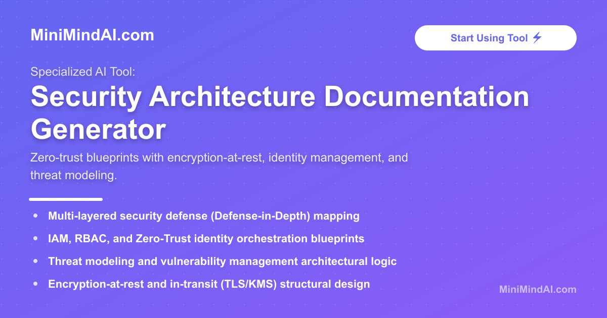 Security Code For Document Generator Security Architecture Documentation Generator | MiniMind AI
