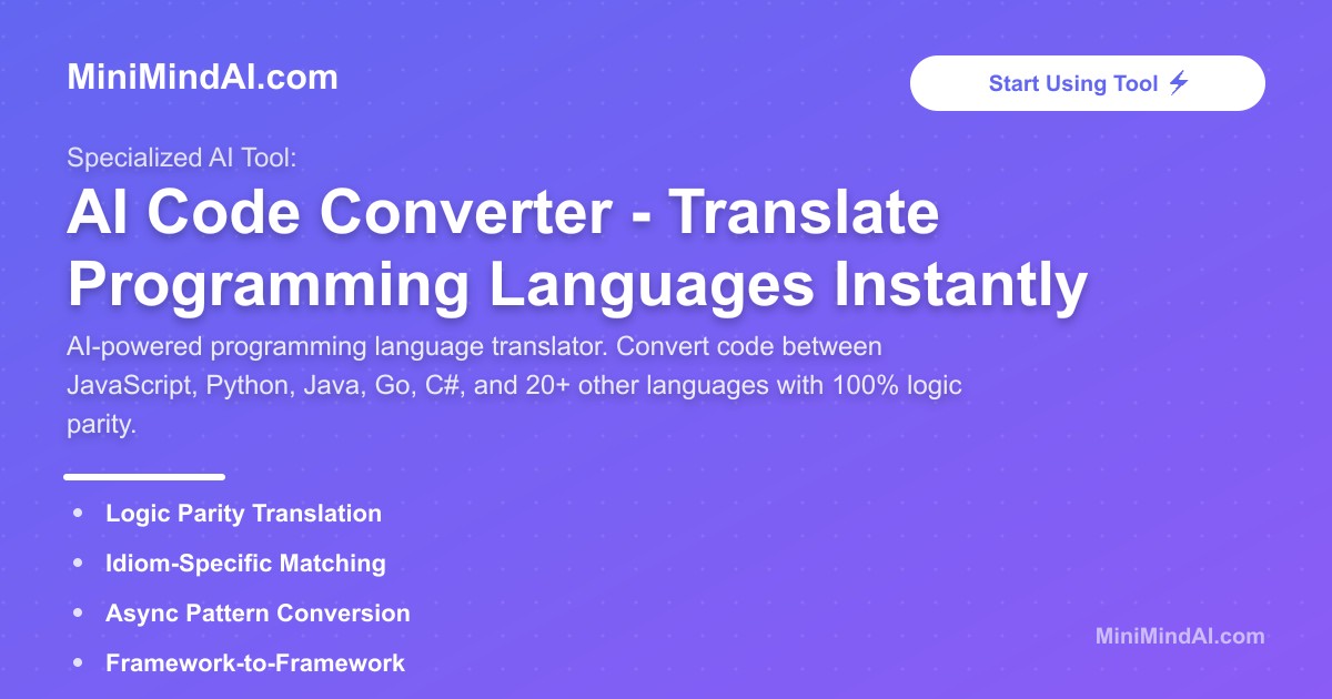 Il Language Code AI Code Converter - Translate Programming Languages Instantly | MiniMind AI