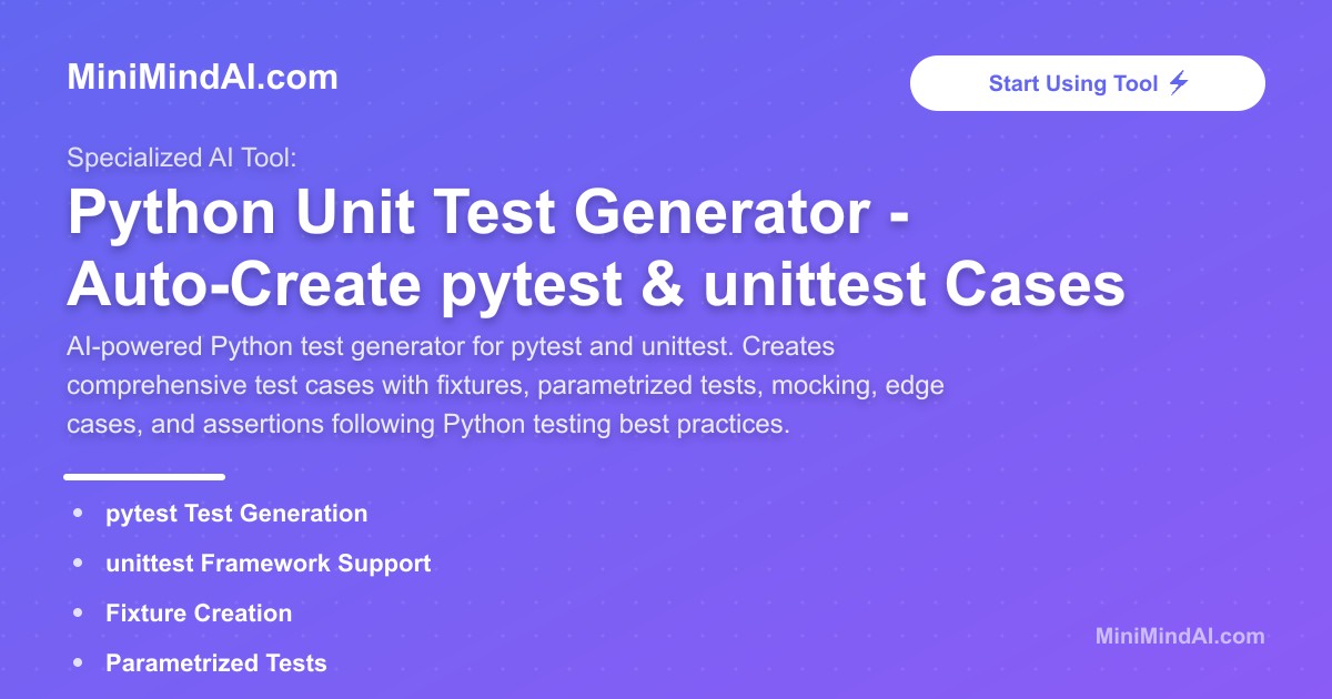 Python Unit Test Generator - Auto-Create pytest & unittest Cases ...