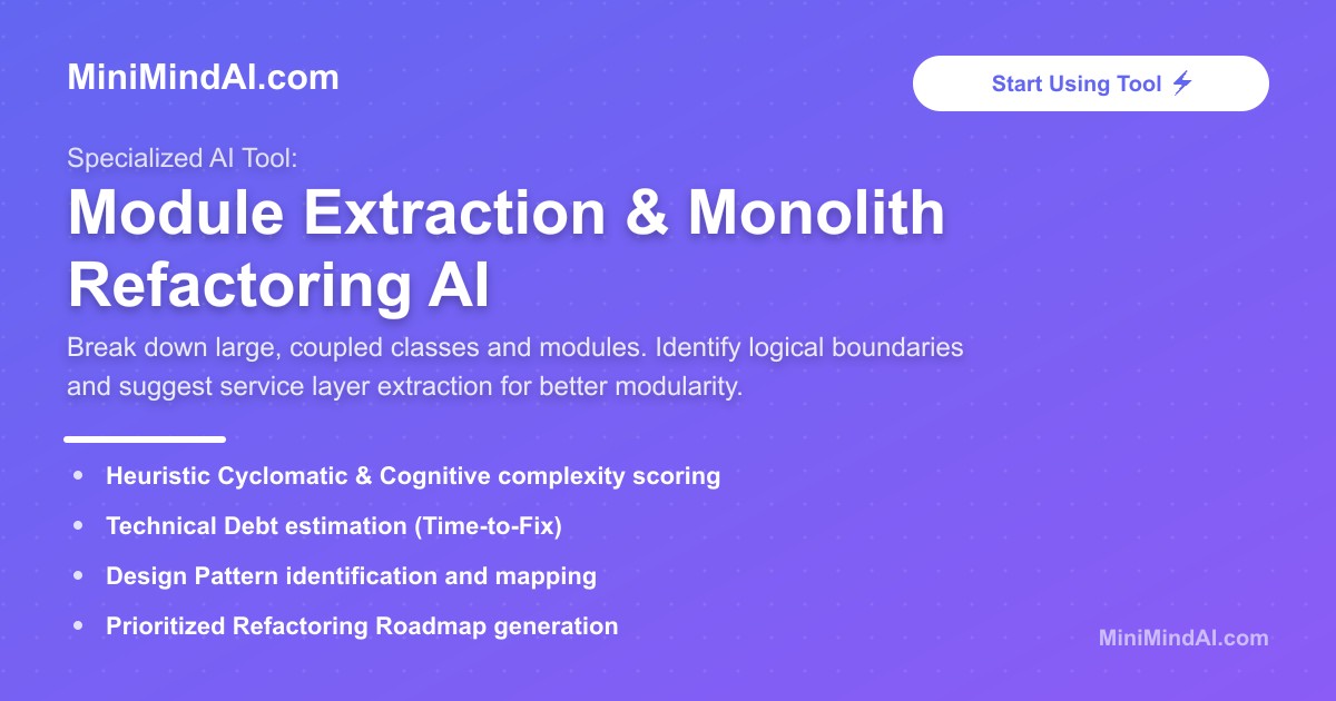 Monolith Problems Software Module Extraction & Monolith Refactoring AI | MiniMind AI