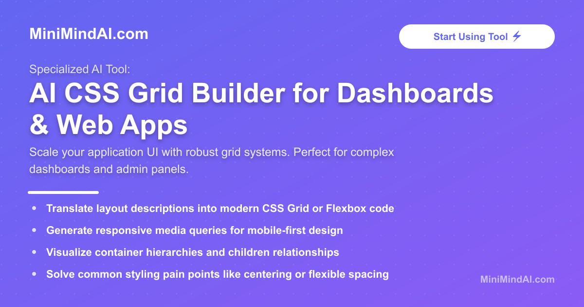 AI CSS Grid Builder for Dashboards & Web Apps | MiniMind AI