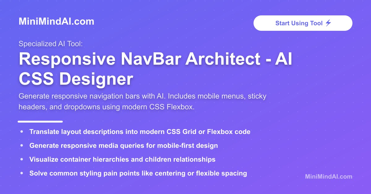 Responsive NavBar Architect - AI CSS Designer | MiniMind AI