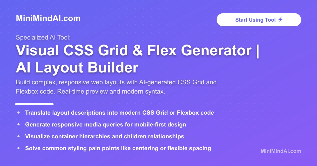 Visual CSS Grid & Flex Generator | MiniMind AI