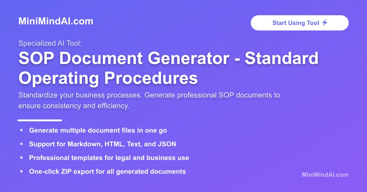 Sop Document Html SOP Document Generator - Standard Operating Procedures | MiniMind AI