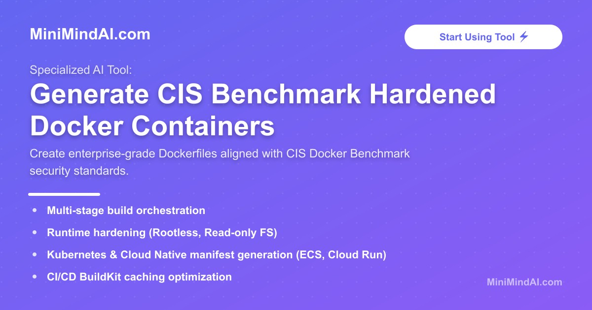 Generate CIS Benchmark Hardened Docker Containers | MiniMind AI