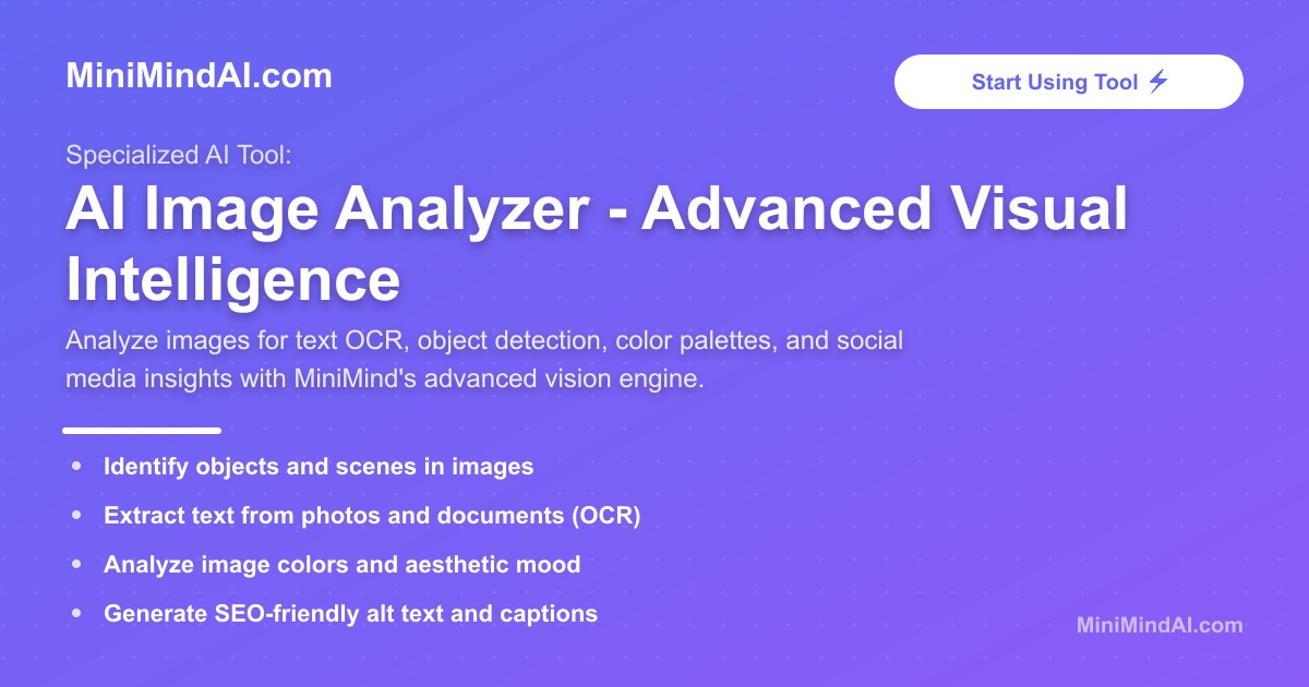 AI Image Analyzer - Advanced Visual Intelligence | MiniMind AI