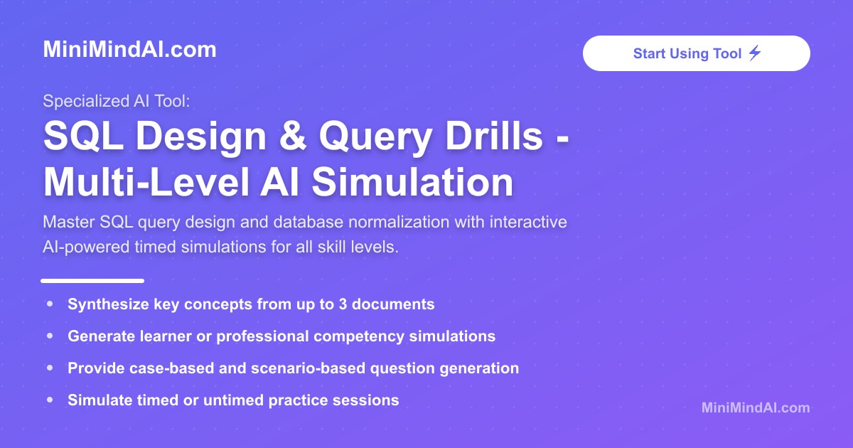 SQL Design & Query Drills - Multi-Level AI Simulation | MiniMind AI