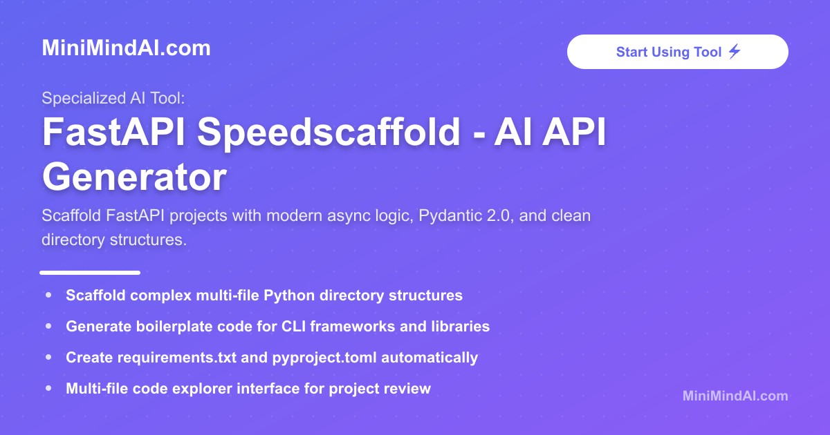 FastAPI Speedscaffold - AI API Generator | MiniMind AI