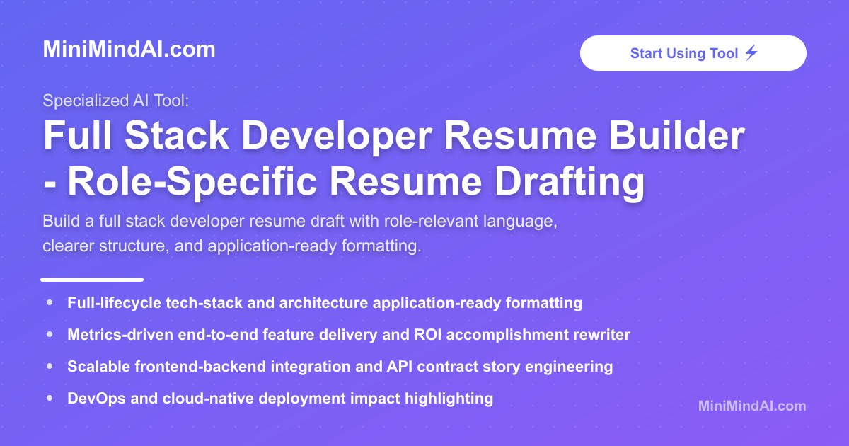 Full Stack Developer Resume Builder - Role-Specific Resume Drafting ...
