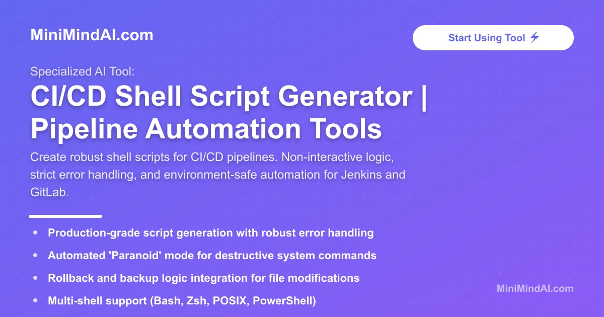 Small Shell Script Xkcd CI/CD Shell Script Generator | MiniMind AI