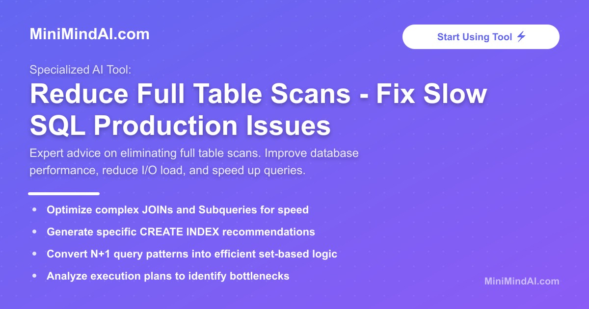 Reduce Full Table Scans - Fix Slow SQL Production Issues | MiniMind AI