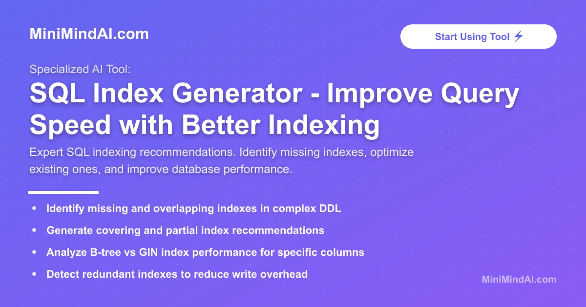 SQL Index Generator - Improve Query Speed with Better Indexing ...