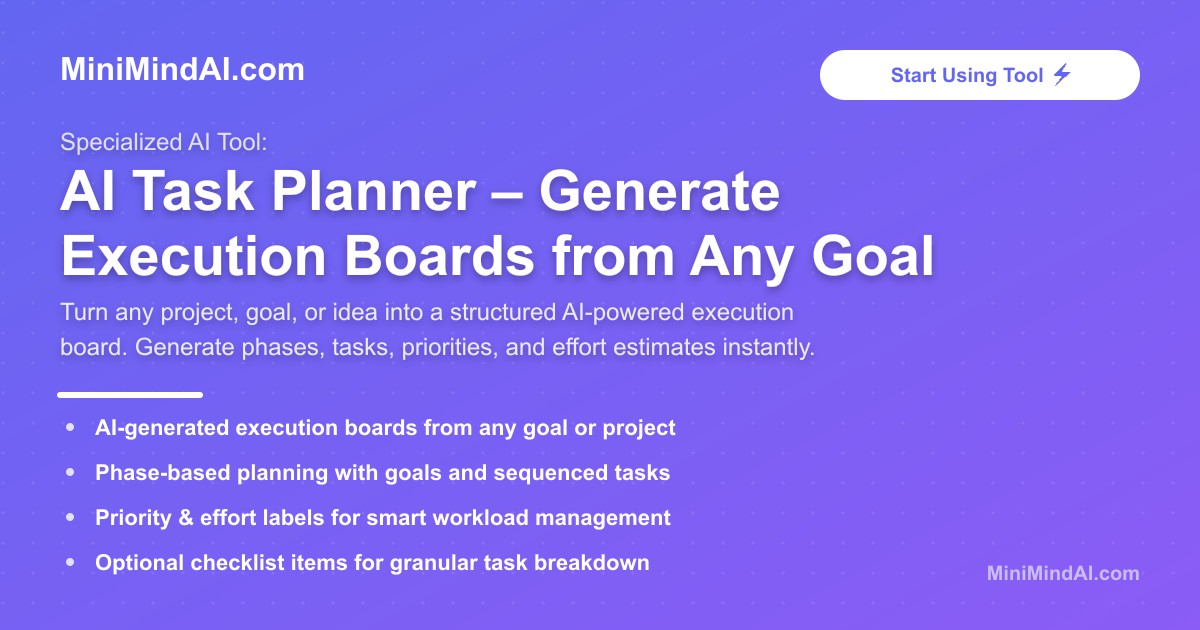 AI Task Planner – Generate Execution Boards from Any Goal | MiniMind AI