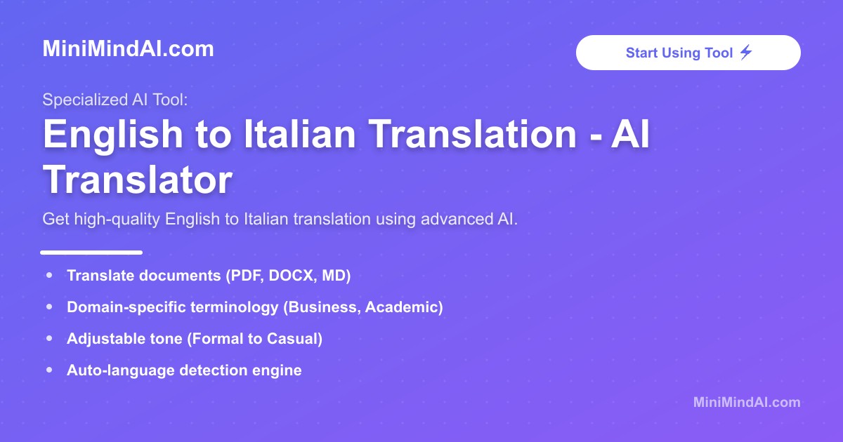 English to Italian Translation - AI Translator | MiniMind AI