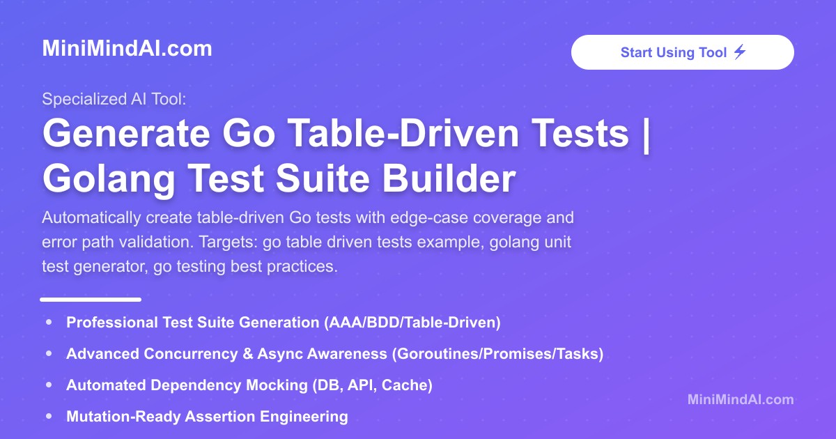 Generate Go Table-Driven Tests | MiniMind AI