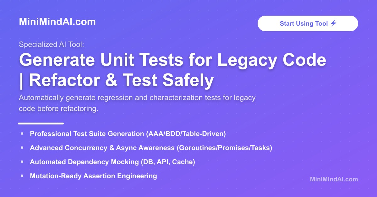 Generate Unit Tests for Legacy Code | MiniMind AI