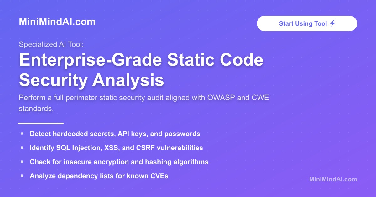 Enterprise-Grade Static Code Security Analysis | MiniMind AI